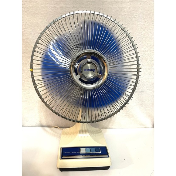 Galaxy Gold Products Other - Vintage Galaxy 12" 3 Speed Oscillating Fan Blue & White Tested Blue Blade
